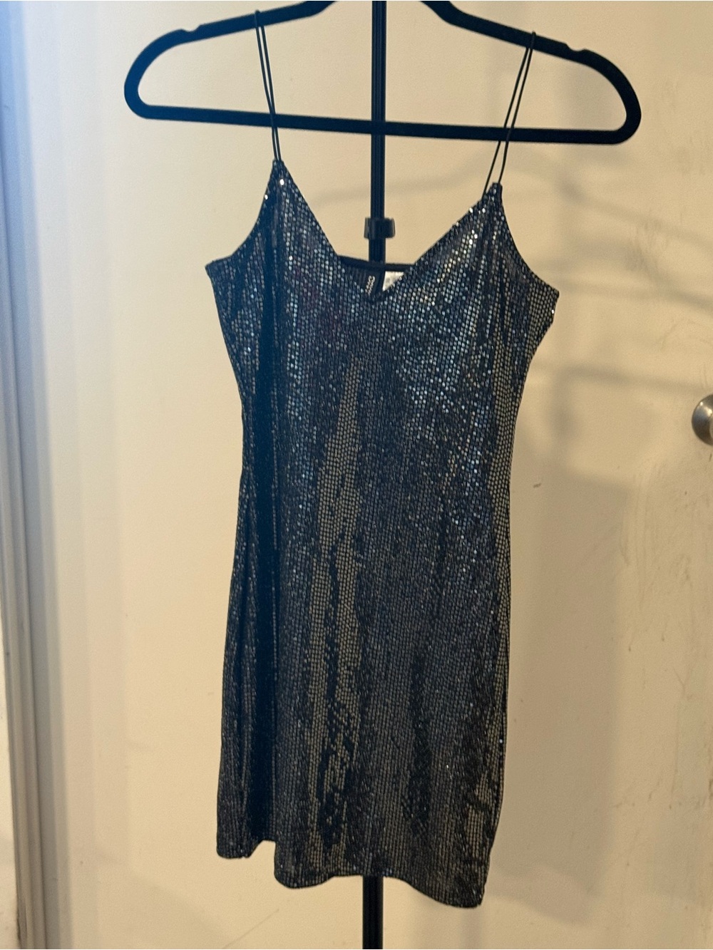 Divided Black Sparkly Mini Dress